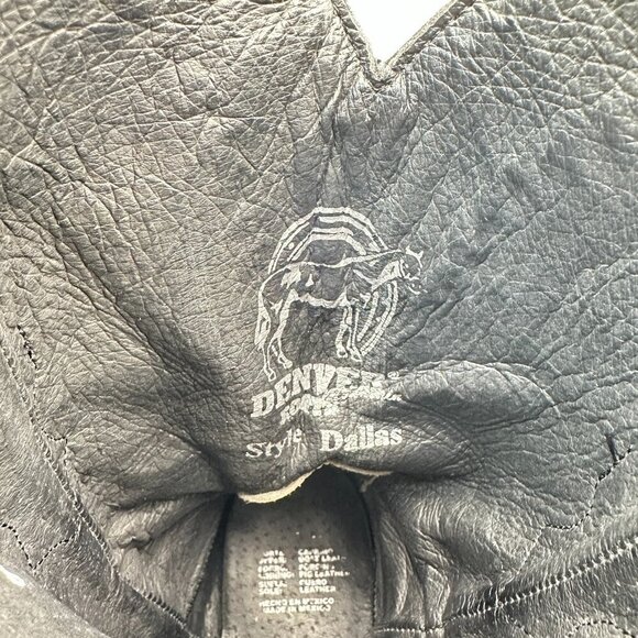 Denver Men Size 7.5 EE Black Leather Buck Stitch Pull On Western Cowboy Boot - Picture 11 of 14